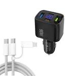QC4.0 + PD3.0 LED Digital Display Car Charger with Type-C to Type-C / 8 Pin Data Cable(Black)