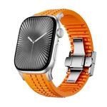 For Apple Watch 46mm / 49mm / 45mm / 44mm Knurled Texture Folding Buckle Silicone Watch Band(Titanium Orange)