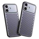 For iPhone 16 Kalebol Metal Cooling Breathable Hollow Phone Case(Gray)