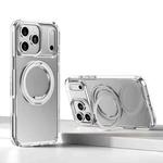 For iPhone 17 Pro Max Kalebol Rotating Magnetic Holder MagSafe Phone Case(Transparent Silver)