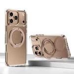 For iPhone 17 Pro Max Kalebol Rotating Magnetic Holder MagSafe Phone Case(Transparent Gold)