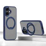 For iPhone 16 Kalebol Rotating Magnetic Holder MagSafe Phone Case(Blue)