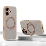 For iPhone 16 Kalebol Rotating Magnetic Holder MagSafe Phone Case(Desert Gold)