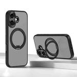For iPhone 16 Plus Kalebol Rotating Magnetic Holder MagSafe Phone Case(Black)