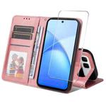 For Infinix Smart 10 Plus ENKAY Card Wallet Calf Texture Leather Phone Case with Screen Film(Pink)