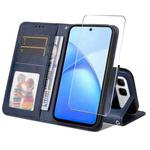 For Infinix Smart 10 Plus ENKAY Card Wallet Calf Texture Leather Phone Case with Screen Film(Blue)