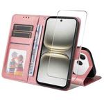 For Tecno Spark 40 4G ENKAY Card Wallet Calf Texture Leather Phone Case with Screen Film(Pink)