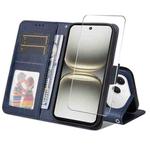 For Tecno Spark 40 4G ENKAY Card Wallet Calf Texture Leather Phone Case with Screen Film(Blue)