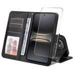 For Tecno Spark 40c ENKAY Card Wallet Calf Texture Leather Phone Case with Screen Film(Black)