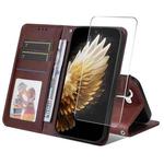 For Tecno Spark 40 Pro ENKAY Card Wallet Calf Texture Leather Phone Case with Screen Film(Brown)