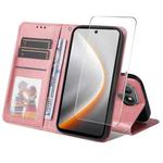 For Tecno Pova 7 ENKAY Card Wallet Calf Texture Leather Phone Case with Screen Film(Pink)