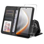 For Tecno Pova 7 ENKAY Card Wallet Calf Texture Leather Phone Case with Screen Film(Black)