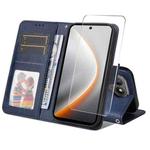 For Tecno Pova 7 ENKAY Card Wallet Calf Texture Leather Phone Case with Screen Film(Blue)