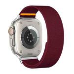 For Apple Watch 46mm / 49mm / 45mm / 44mm Adjustable Single Loop Elastic Nylon Watch Band(Burgundy)