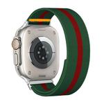 For Apple Watch 46mm / 49mm / 45mm / 44mm Adjustable Single Loop Elastic Nylon Watch Band(Green with Red)