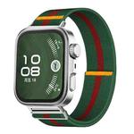 For Huawei Watch Fit3 / Fit4 / Fit4 Pro Adjustable Single Loop Elastic Nylon Watch Band(Green Red)