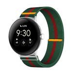For Google Pixel Watch 3 45mm Adjustable Single Loop Elastic Nylon Watch Band(Green Red)