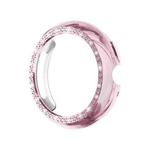 For Google Pixel Watch4 45mm Single Row Diamond Hollow PC Watch Protective Cover(Pink)