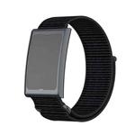 For Amazfit Helio Strap Metal Ring Two Sections Nylon Hook and Loop Fastener Watch Band(Deep Black)