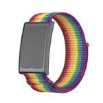 For Amazfit Helio Strap Metal Ring Two Sections Nylon Hook and Loop Fastener Watch Band(Rainbow)