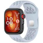 For Huawei Watch Fit4 / Fit4 Pro / Fit3 Mesh Silver Reverse Steel Buckle Silicone Watch Band(Light Blue)
