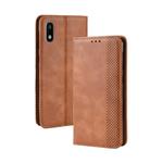 Magnetic Buckle Retro Crazy Horse Texture Horizontal Flip Leather Case for Galaxy A10e , with Holder & Card Slots & Photo Frame(Brown)