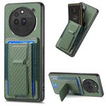 For Nothing Phone 3a Pro Carbon Fiber Fold Stand Elastic Card Bag Phone Case(Green)
