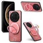 For vivo X200 Ultra Retro Leather Rotation Round Holder Phone Case(Pink)