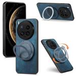 For vivo X200 Ultra Retro Leather Rotation Round Holder Phone Case(Blue)