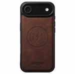 For iPhone 17 Air Suteni G5 Litchi Leather Magnetic MagSafe Phone Case(Brown)