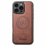 For iPhone 13 Pro Suteni G5 Litchi Leather Magnetic MagSafe Phone Case(Brown)