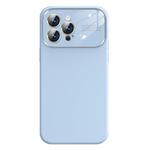 For iPhone 15 Pro Kalebol Large Windows Frosted Liquid Silicone Phone Case(Far Peak Blue)