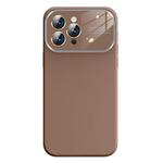 For iPhone 12 Pro Kalebol Large Windows Frosted Liquid Silicone Phone Case(Coffee)