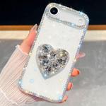 For iPhone 17 Air Diamond Glitter Gemstone Heart Holder Phone Case(Transparent)