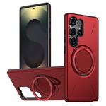 For Samsung Galaxy S22 Ultra 5G Kalebol Magnetic MagSafe Rotation Holder PC Phone Case(Red)