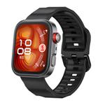 For Huawei Watch Fit3 / Fit4 / Fit4 Pro Wave Black Buckle Silicone Watch Band(Black)