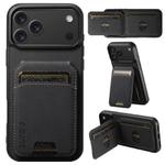 For iPhone 17 Pro Max Suteni H02 Litchi Leather Card Wallet Stand Back Phone Case(Black)