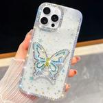 For iPhone 16 Pro Max Diamond Glitter Butterfly Holder Phone Case(Transparent Stars)