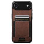 For iPhone Air Suteni H03 Litchi Leather Card Bag Stand Back Phone Case(Brown)