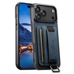 For iPhone 17 Pro Max Suteni H13 Litchi Leather Wrist Strap Wallet Back Phone Case(Blue)