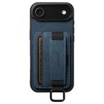 For iPhone 17 Air Suteni H13 Litchi Leather Wrist Strap Wallet Back Phone Case(Blue)