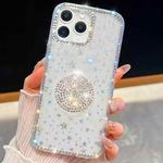 For iPhone 16 Pro Max Diamond Glitter Diamond Round Holder Phone Case(Transparent Stars)