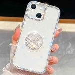 For iPhone 13 Diamond Glitter Diamond Round Holder Phone Case(Transparent)