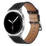 For Samsung Galaxy Watch8 / Watch8 Classic Stainless Steel Silver Buckle Genuine Leather Watch Band(Black)