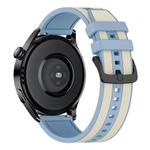 22mm Vertical Stripe Texture Two Color Silicone Watch Band(Antique White Light Blue)