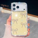 For iPhone 17 Pro Max Diamond Glitter Bow-knot Four-Corner Shockproof Phone Case(Light Yellow)