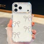 For iPhone 17 Pro Max Diamond Glitter Bow-knot Four-Corner Shockproof Phone Case(White)