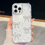 For iPhone 16 Pro Diamond Glitter Bow-knot Four-Corner Shockproof Phone Case(Transparent Stars)