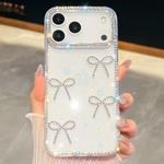 For iPhone 17 Pro Diamond Glitter Bow-knot Four-Corner Shockproof Phone Case(Transparent)