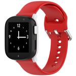 For Xplora X6 Play Kids Watch Solid Color Silver Buckle Silicone Watch Band, Size:S(Red)